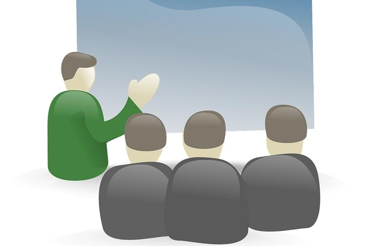 Icon of a presentation at a meeting