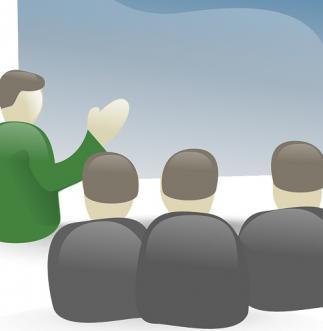 Icon of a presentation at a meeting